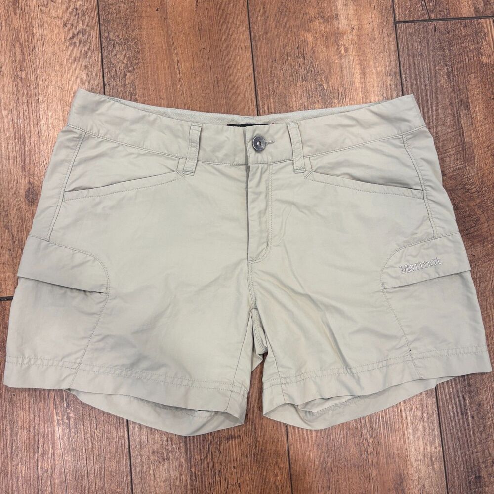 Marmot Shorts Women's 10 Tan Utility Hiking Outdoor Stretch Pockets 5" Inseam